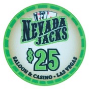Nevada Jacks Saloon Series Ceramic 10 Gram Poker Chip $25, AGNJS-25